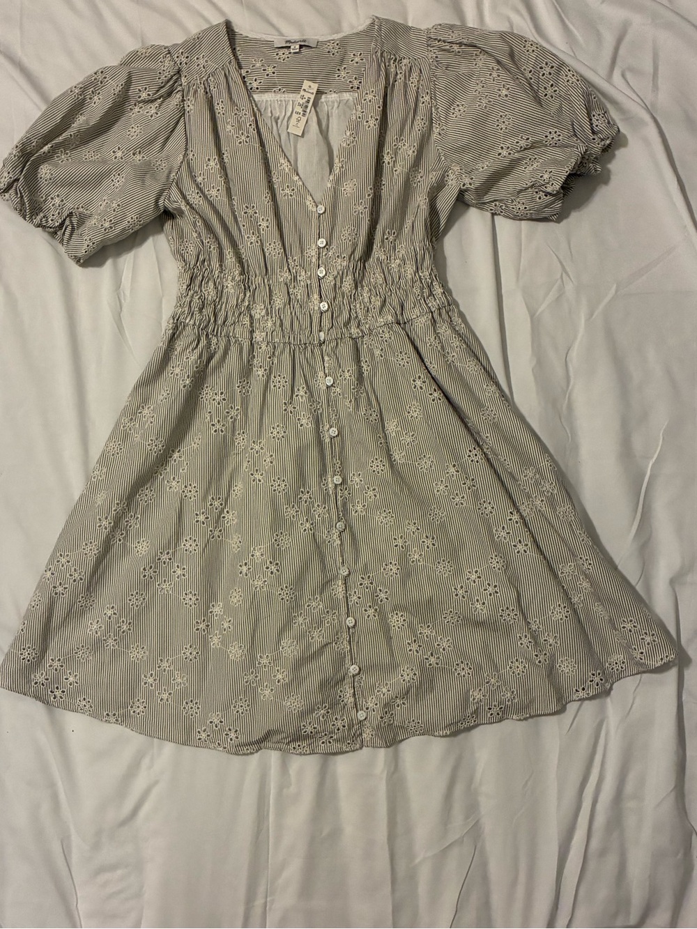 Madewell Eyelet Stripe Sophia Mini Dress NWT